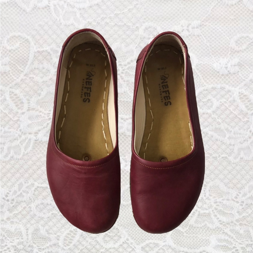 Women's Burgundy Slip-On Flats